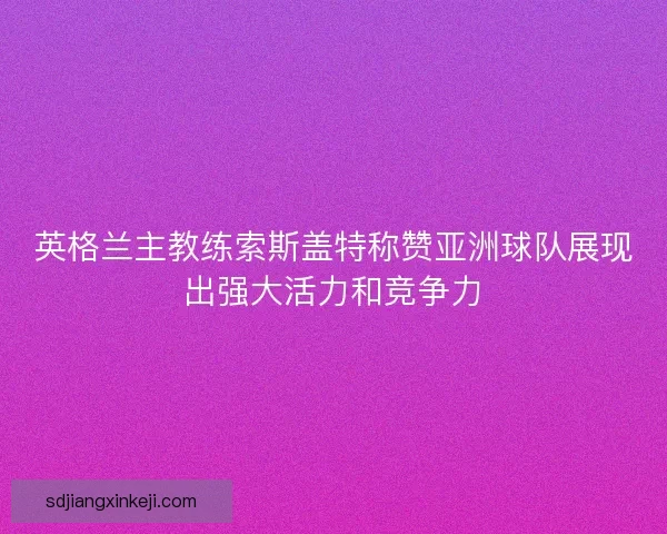 英格兰主教练索斯盖特称赞亚洲球队展现出强大活力和竞争力